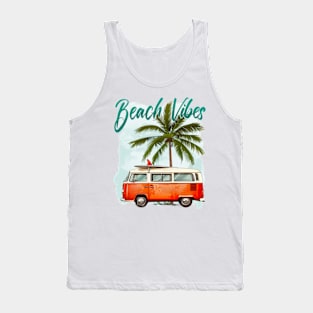 Retro Summer Vibes Beach Life Classic Car Novelty Gift Tank Top